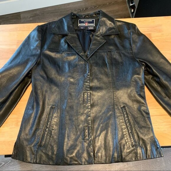 Vintage Jackets & Blazers - Vintage Shiny Leather Jacket Size Large